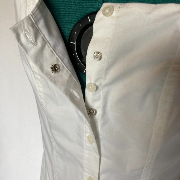 Banana Republic White Sleeveless Button Front A-Line Dress sz 0 - Picture 7 of 14